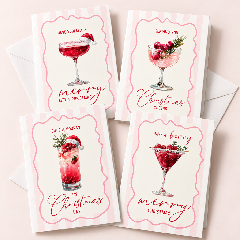 The Merry Little Cocktail Collection | Pack of 4 A5 Christmas Cards