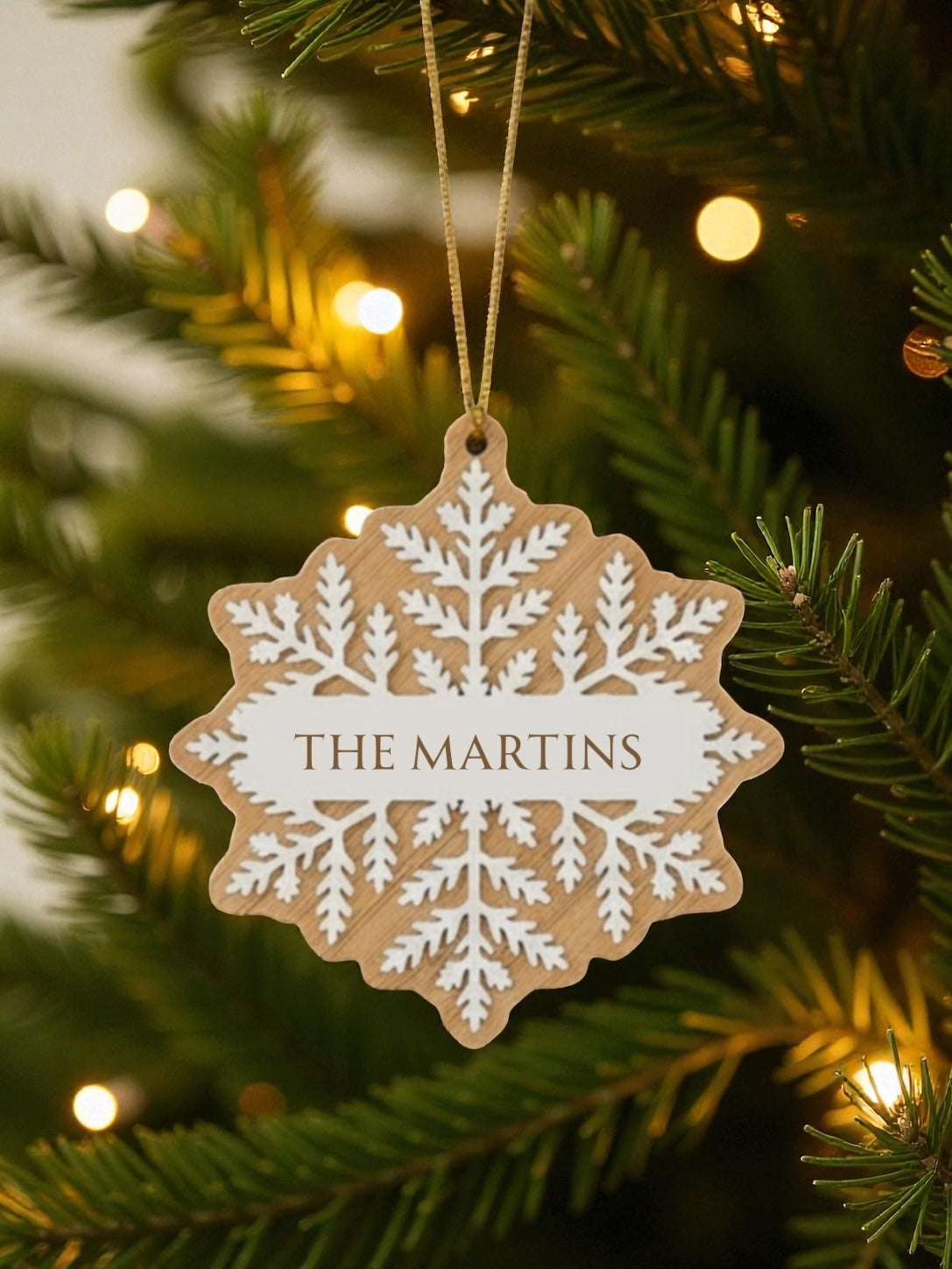 Bamboo & Acrylic Personalised Snowflake Ornament