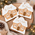 Personalised Oak Gingerbread House Christmas Decoration