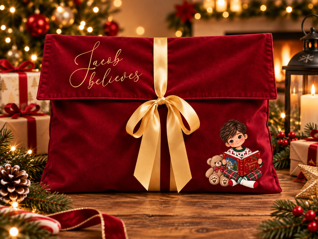 Personalised Velvet Christmas Gift Pouch – Believes Design