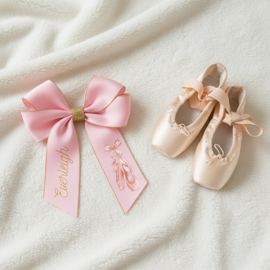 Ballet Hair Bow - Personalised 4” pink bow