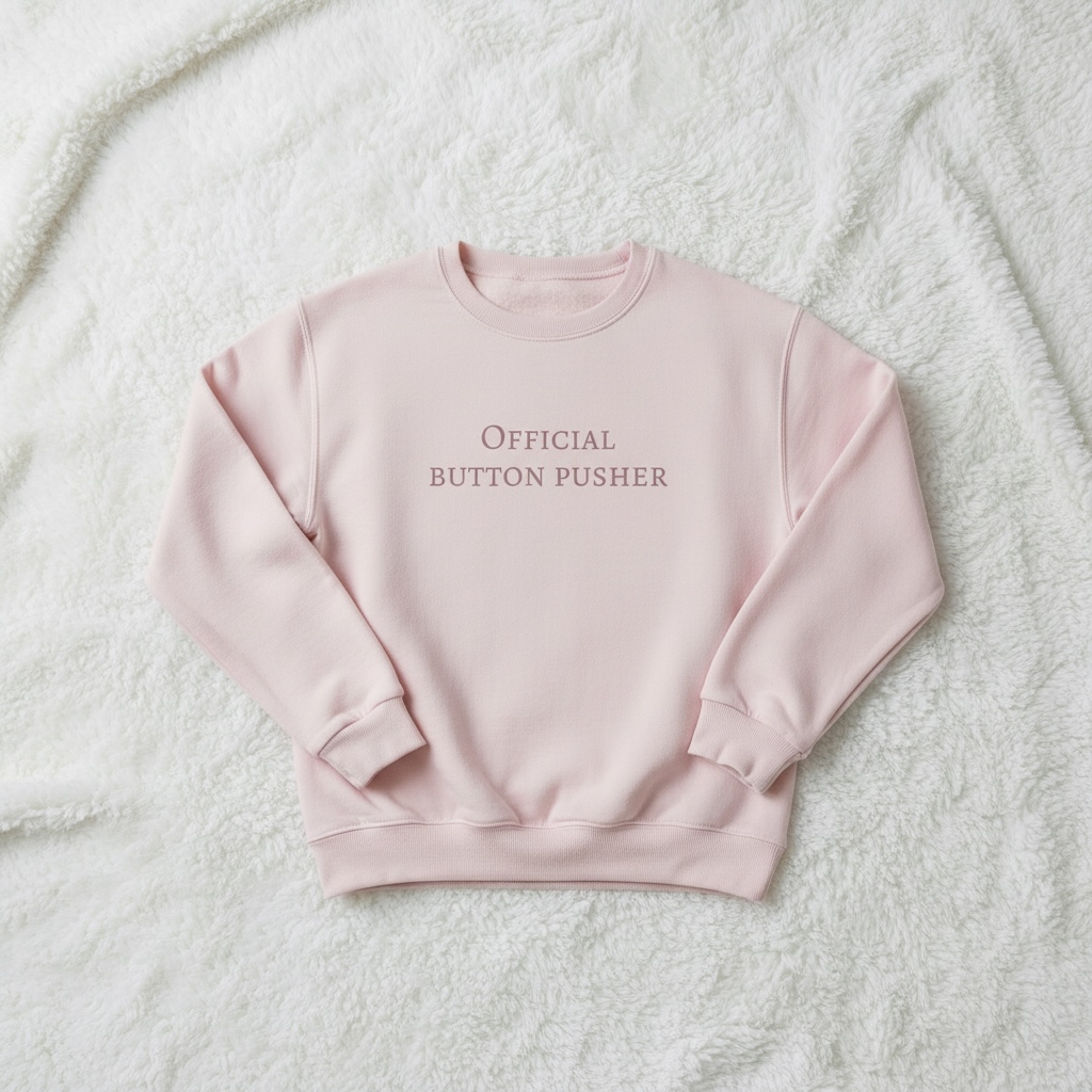 Official Button Pusher - Baby Pink Sweatshirt