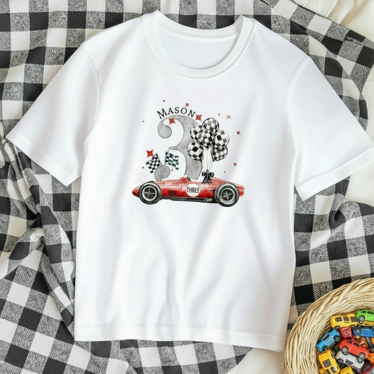 Personalised 3rd Birthday Tshirt - Race Car