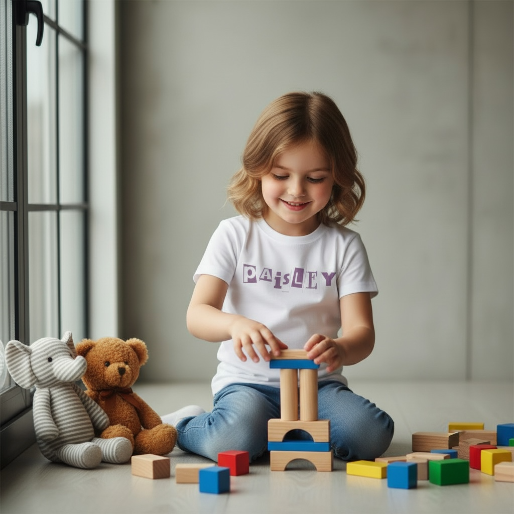 Personalised Children’s Name T-Shirt – Custom Kids Tee with Colour Options