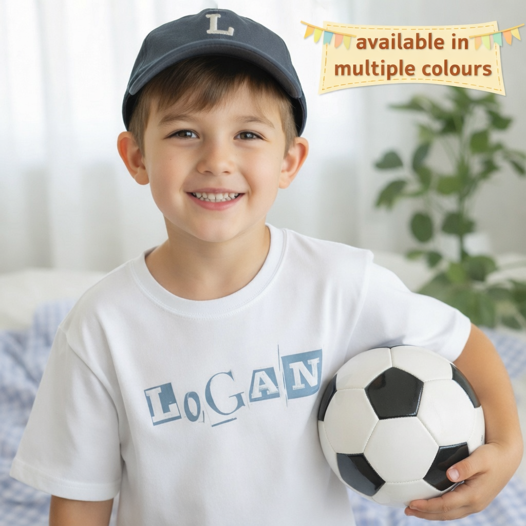 Personalised Children’s Name T-Shirt – Custom Kids Tee with Colour Options