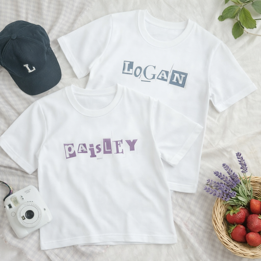 Personalised Children’s Name T-Shirt – Custom Kids Tee with Colour Options