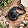 Personalised Photo Retractable Dog Lead - Black & White