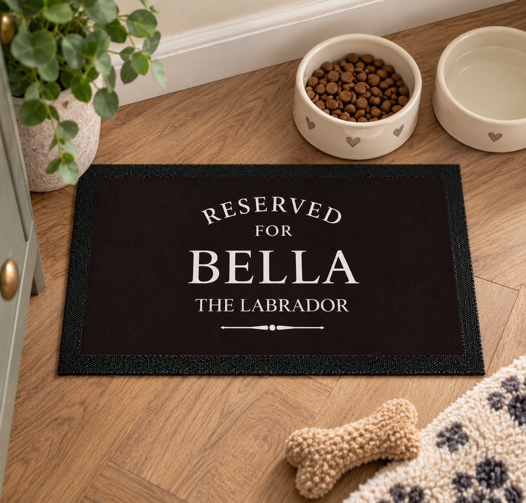 Personalised Reserved For Pet Bowl Mat