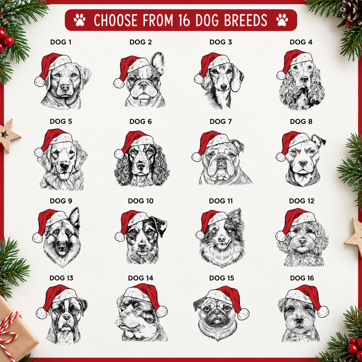 Personalised Dog Breed Christmas Card