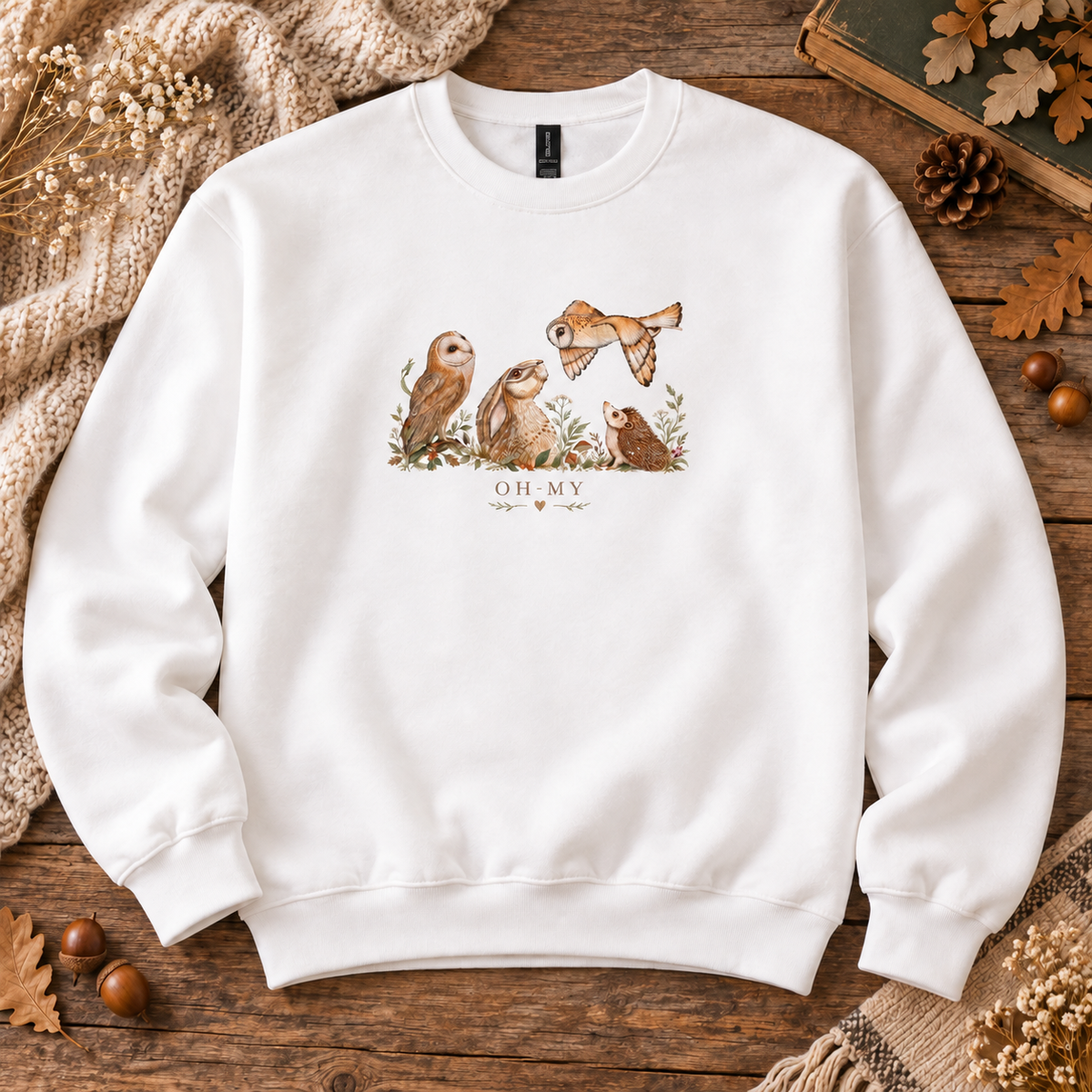 Oh-My Woodland Wildlife Sweatshirt | Embroidery Effect