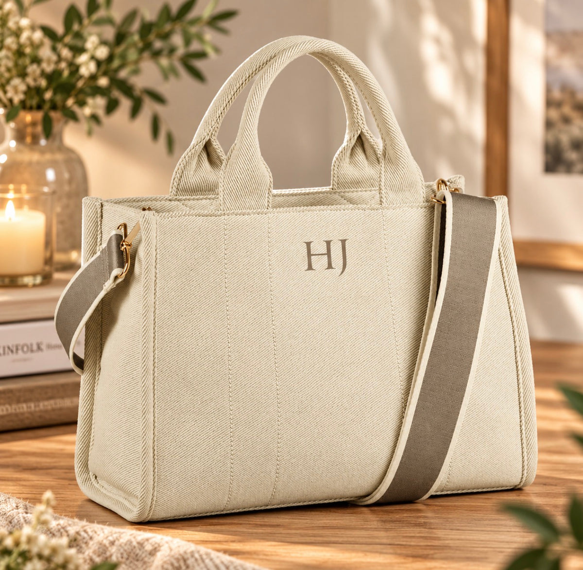Personalised Initial Premium Twill Tote Bag