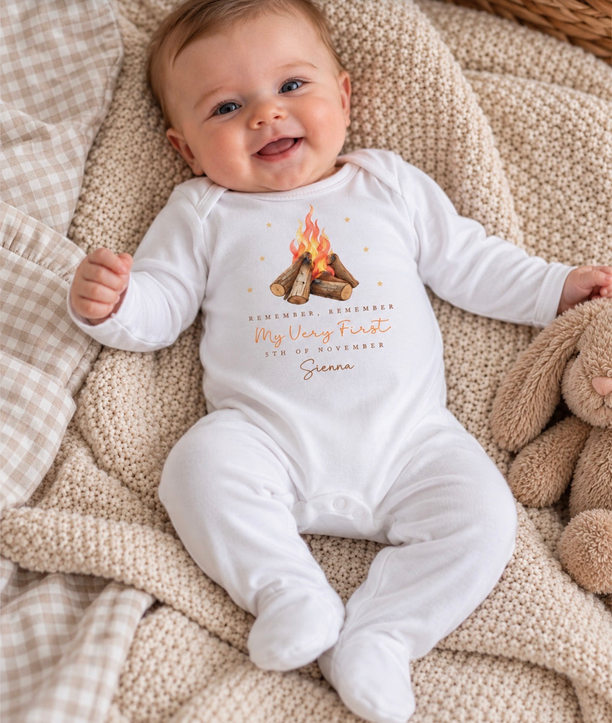 Personalised My Very First Bonfire Night Baby Rompersuit
