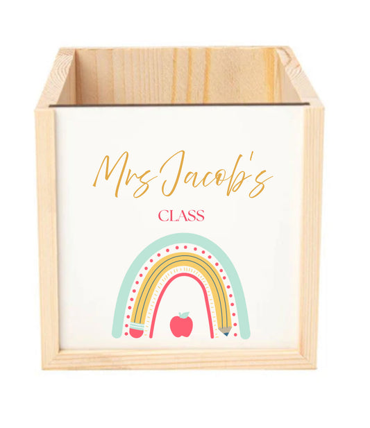 Personalised Pen Pot - Rainbow Teacher