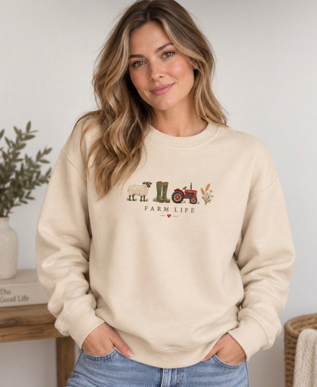 Farm Life Embroidery Effect Sweatshirt | Scribbles With Love