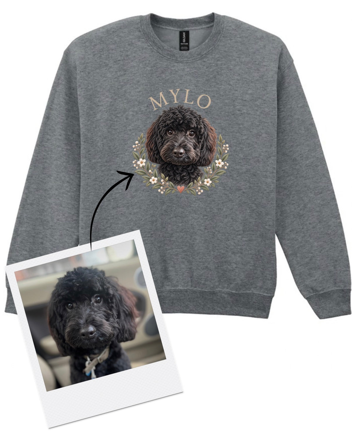 Personalised Pet Portrait Sweatshirt | Embroidery-Effect Print