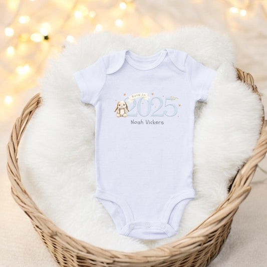 Born in 2025 - Blue Personalised Baby Vest
