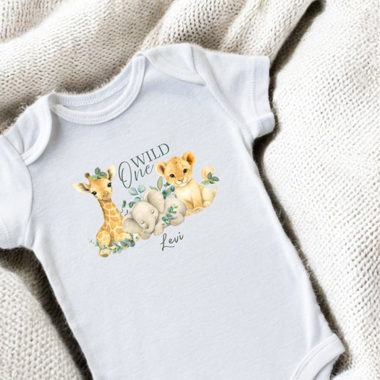 Green Wild One - First Birthday Vest - Personalised
