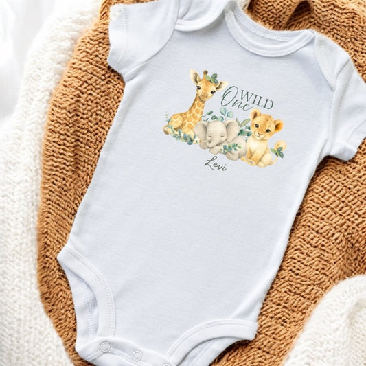 Green Wild One - First Birthday Vest - Personalised
