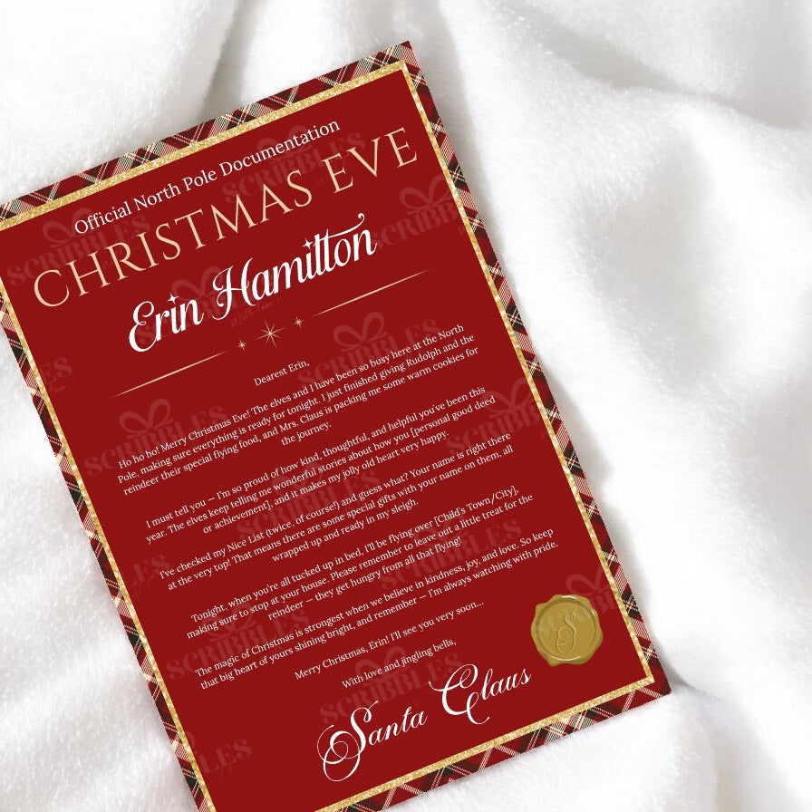Personalised Nice List A4 Christmas Eve Letter from Santa – Official North Pole Document